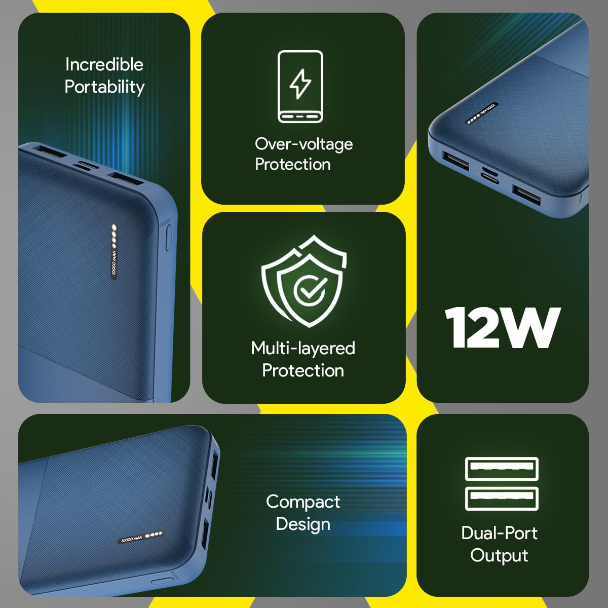 FLiX Beetel PowerXtreme 10,000mAh Slim Power Bank Blue P10