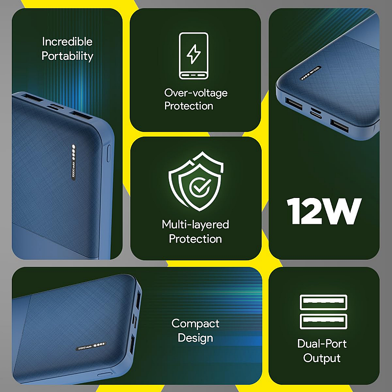 FLiX Beetel PowerXtreme 10,000mAh Slim Power Bank Blue P10