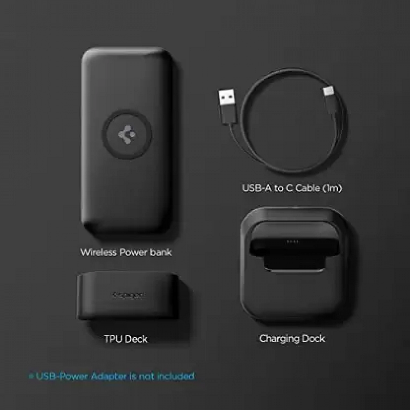 Spigen 10000 mAh 20 W Wireless Power Bank Black, Lithium Polymer, Fast Charging for Mobile, Laptop)