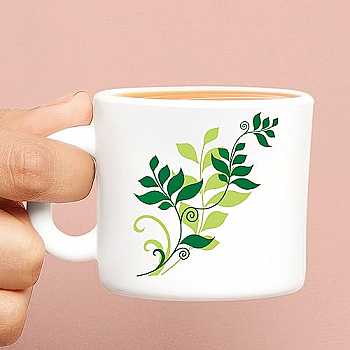 Larah by BOROSIL Fern Opalware Mug Set of 1 Tea Coffee Mugs, 100 ml Each Gifting White