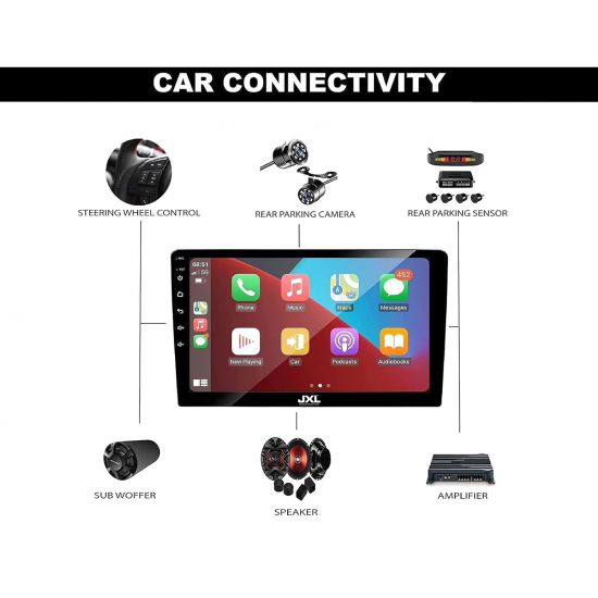 JXL 9 Inch HD 1280P Car Android Stereo with Wireless Apple Car Play IPS Display Flashing 4GB RAM 32GB ROM