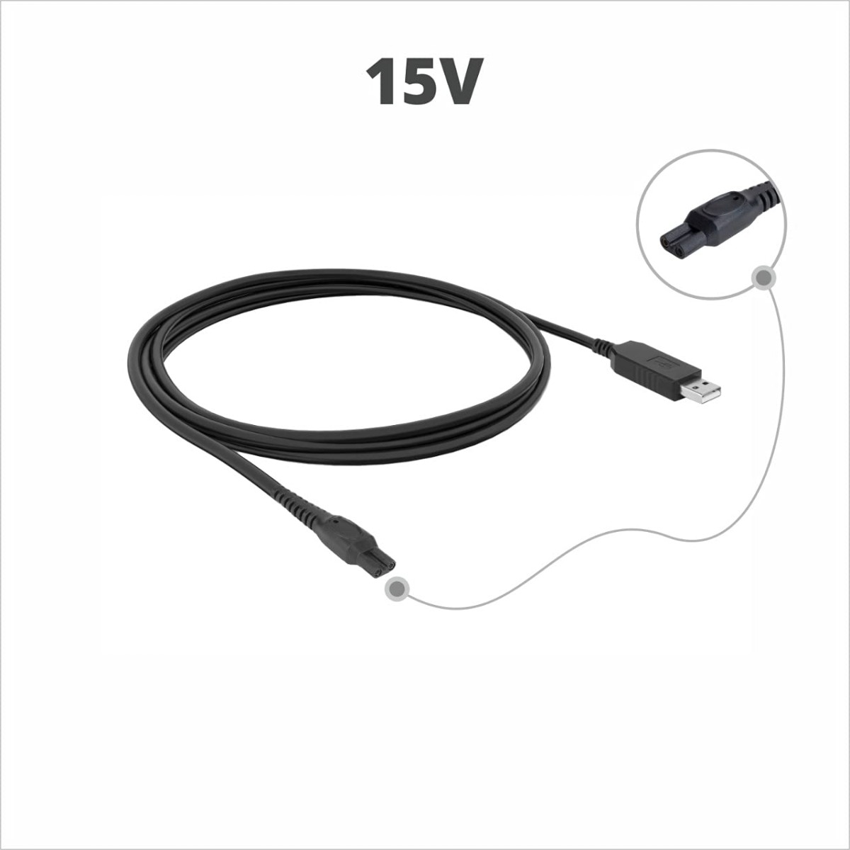 15V USB Charging Cable Compatible With Philips Trimmers & Shavers | HQ8505 Replacement Charger (Complete list of compatible models in bullet point)