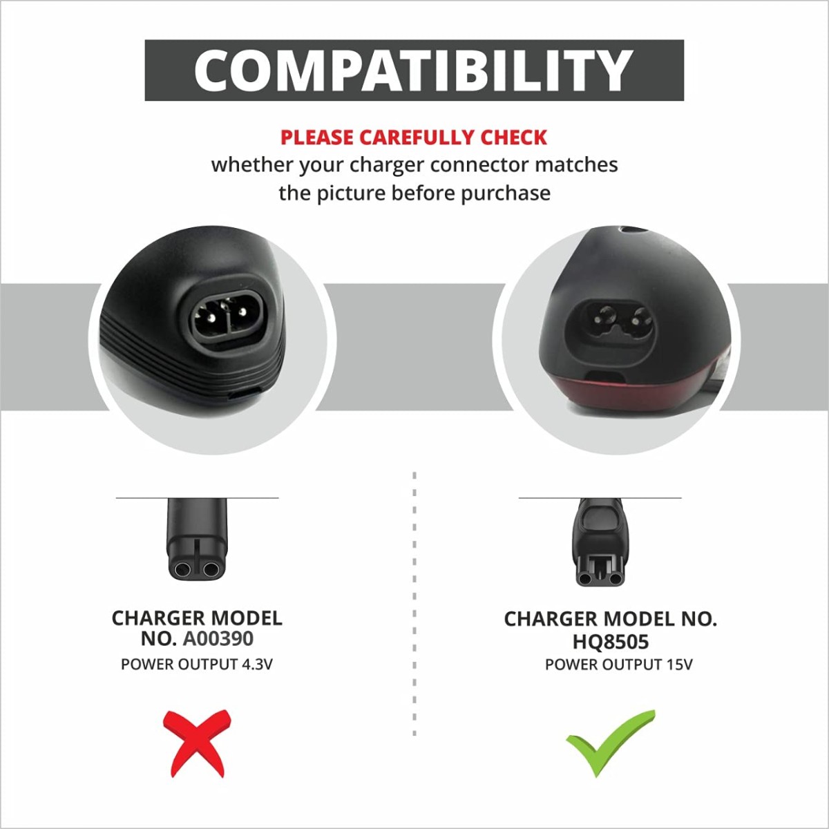 15V USB Charging Cable Compatible With Philips Trimmers & Shavers | HQ8505 Replacement Charger (Complete list of compatible models in bullet point)