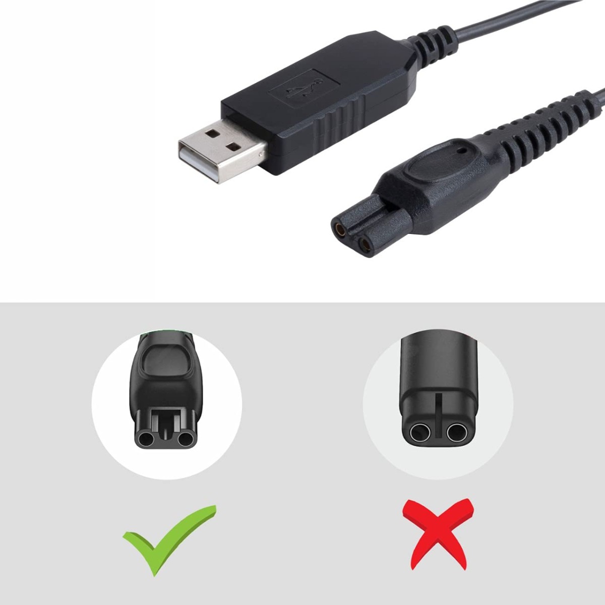 15V USB Charging Cable Compatible With Philips Trimmers & Shavers | HQ8505 Replacement Charger (Complete list of compatible models in bullet point)