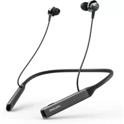 PHILIPS TAPN505 Neckband Earphones with Active Noise Cancellation, Hi-Res Audio Bluetooth Headset Black