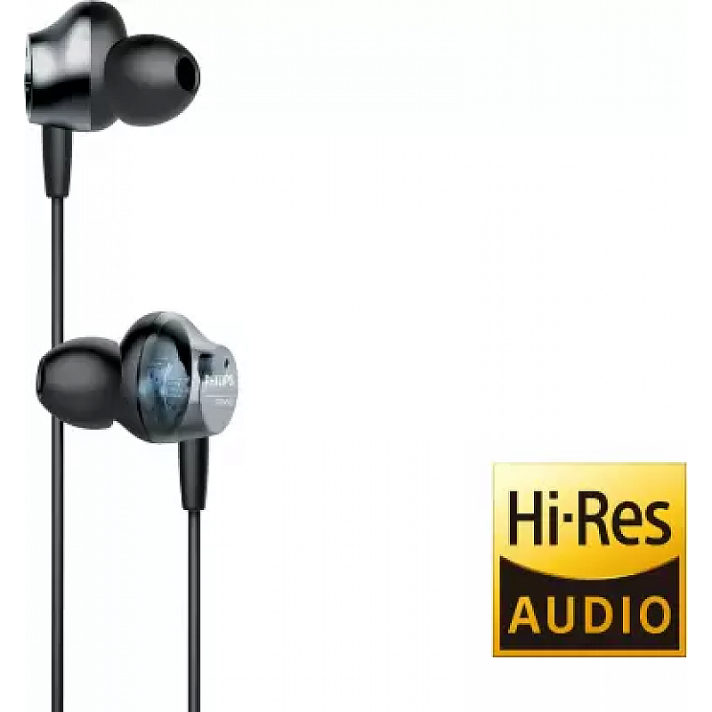 PHILIPS TAPN505 Neckband Earphones with Active Noise Cancellation, Hi-Res Audio Bluetooth Headset Black