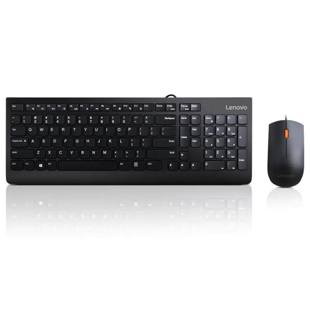 Lenovo 300 Wired Keyboard and Mouse Combo, 1600 DPI Ambidextrous Mouse, 2.5 Zone Island Keys Design Keyboard (GX30M39649)