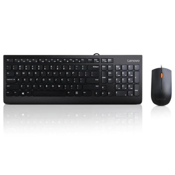 Lenovo 300 Wired Keyboard and Mouse Combo, 1600 DPI Ambidextrous Mouse, 2.5 Zone Island Keys Design Keyboard (GX30M39649)