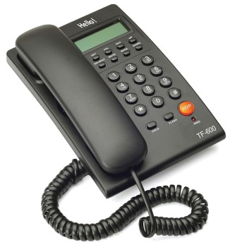 Hello Tf-600 Cli Caller Id Corded Landline Phone for Intercom and Epabx Desk & Wall Mountable (Black)