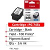 PG-745 S Ink Cartridge (Black) Compatible with Printer MG2570S/MG2570
