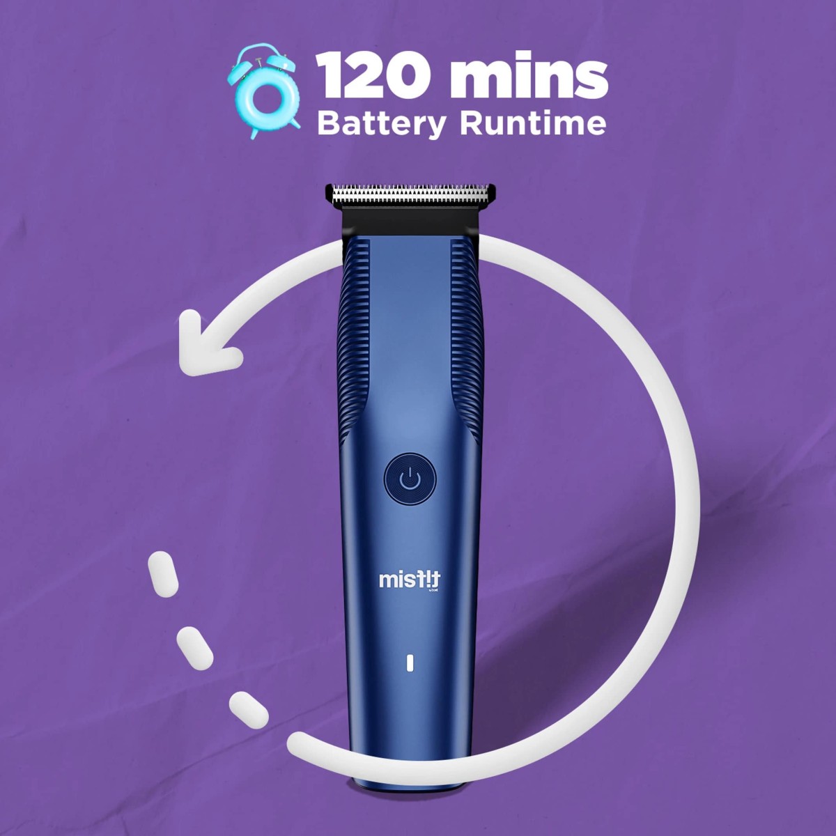 Misfit Groom 100 Trimmer 120 min Runtime 5 Length Settings (Blue)