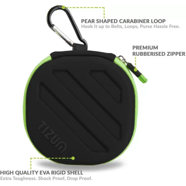 TIZUM Earphone Carrying Case Multi Purpose Pocket Storage Case (Black)