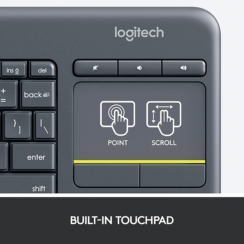 Logitech K400 Plus Wireless Livingroom Keyboard Black