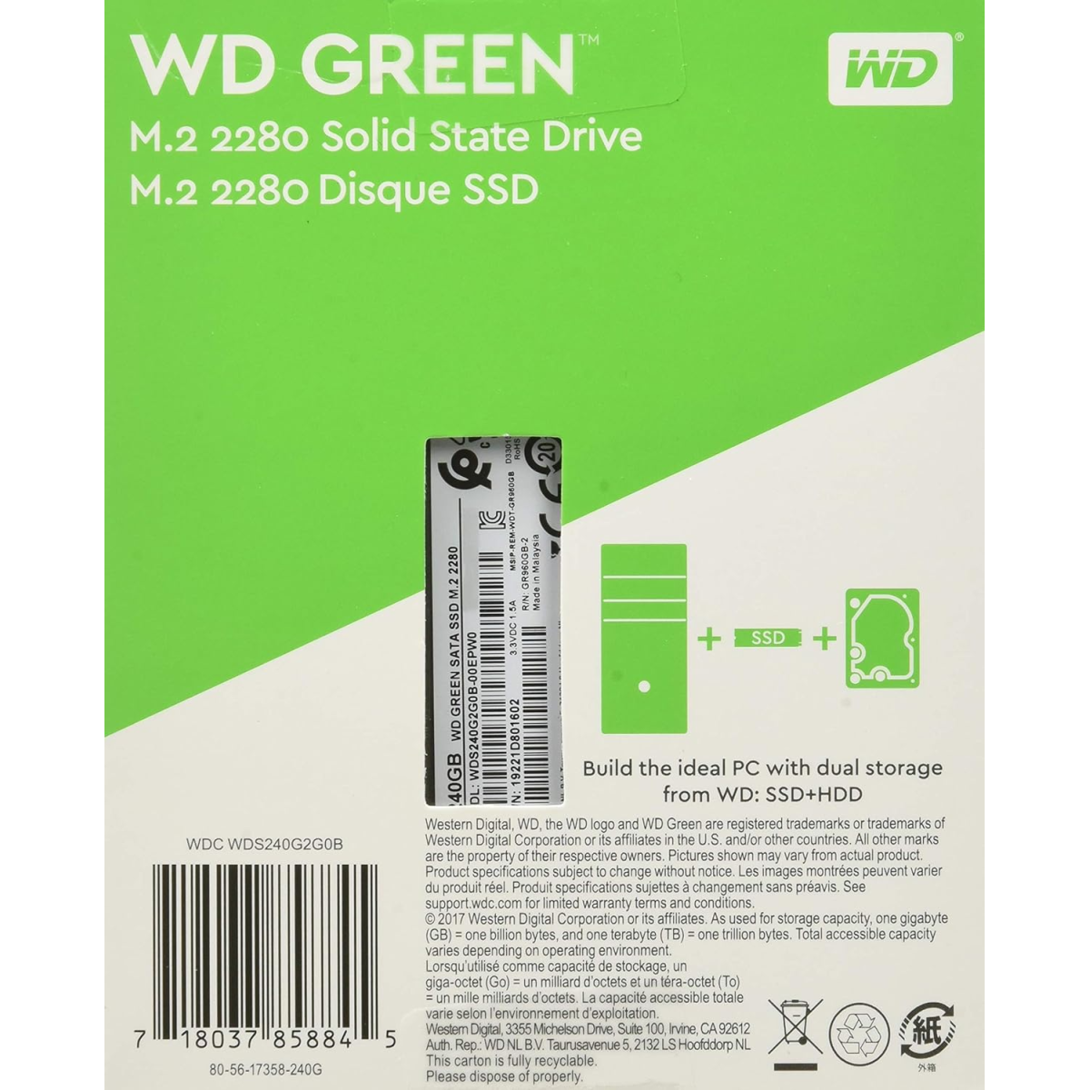 Western Digital WD Green m.2 SSD 545Mbs 240GB (WDS240G2G0B)