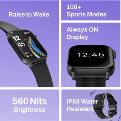 Fitshot Crystal 1.8inch AMOLED Display with bluetooth calling (Black Strap Regular) Fitshot Crystal 1.8inch AMOLED Display with bluetooth calling (Black Strap Regular)