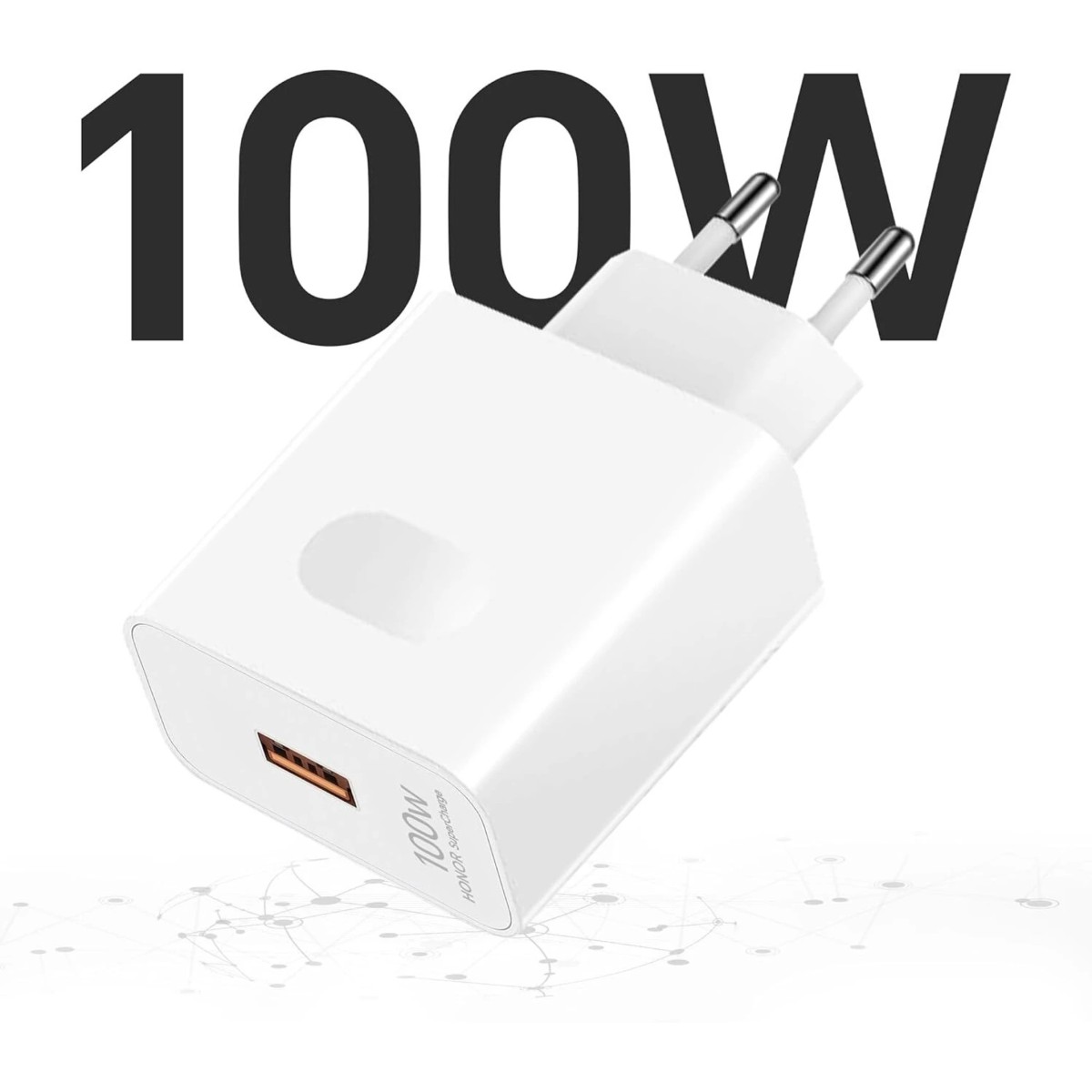 Honor 100 W Quick Charge 5 A Wall Charger for Mobile with Detachable Cable (White)