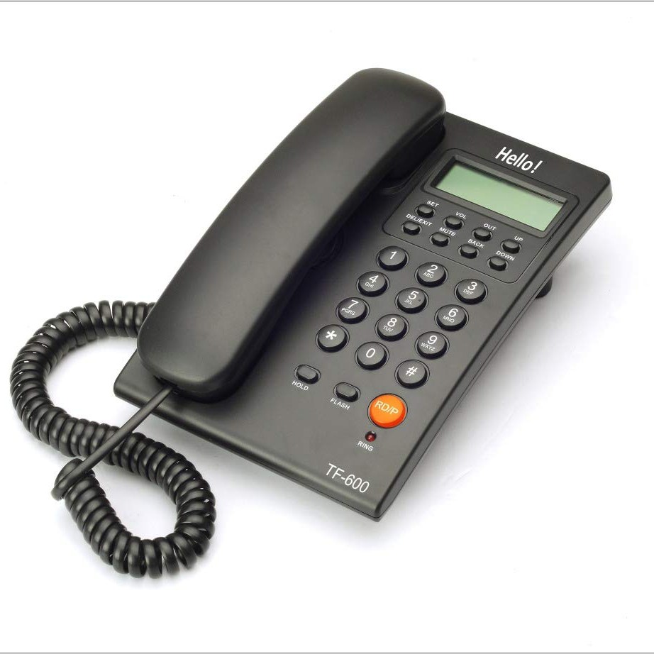 Hello Tf-600 Cli Caller Id Corded Landline Phone for Intercom and Epabx Desk & Wall Mountable (Black)