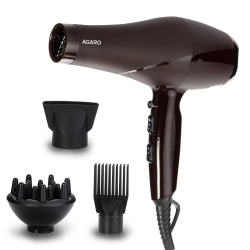 AGARO HD-1120 2000 Watts Professional Hair Dryer with AC Motor, Concentrator, Diffuser, Comb, Hot and Cold  Air For both Men and Women, Black