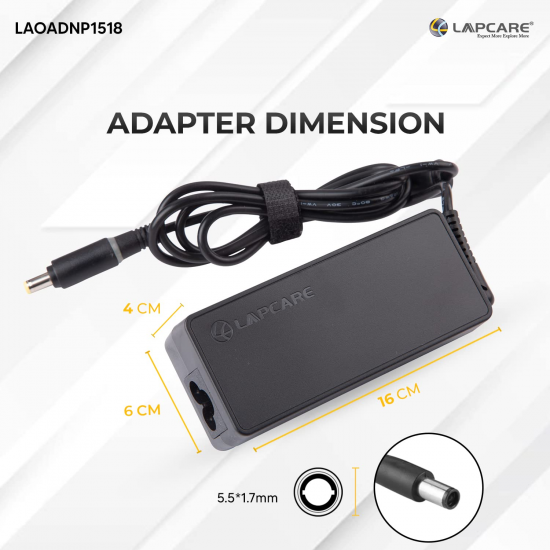 lapcare 19v 65w 3.42a compatible laptop adapter charger for toshiba satellite and acer travel mate series models- Black
