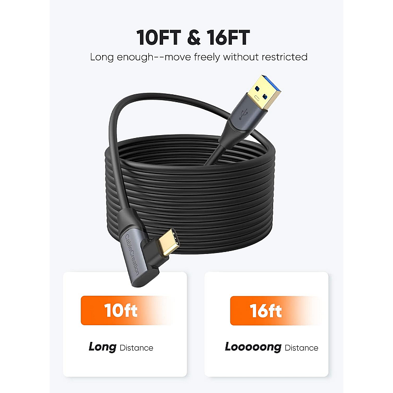 CableCreation USB C Link Cable 10Feet, USB C Cable Fast Charging 60W, 5Gbps High Speed, Black