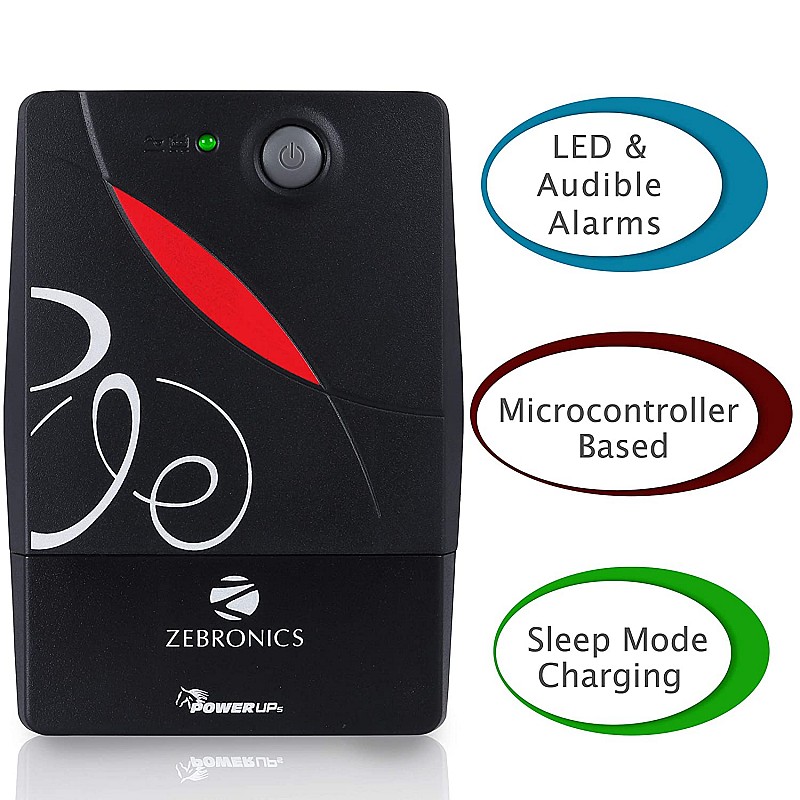 ZEBRONICS Zeb-U725 600VA UPS for Desktop-PC-Computers not for Routers with Automatic Voltage Regulation Black