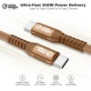 240W Type C Fast Charging Cable 2M Nylon Braided, Power Delivery Cord with Chip, Supports iPhone android & All USB-C Devices (BROWN)
