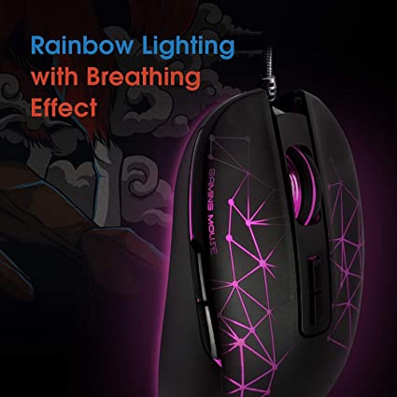 Evo Fox (by Amkette) Phantom Wired Gaming Mouse with 4 Colour Cycle Switching,