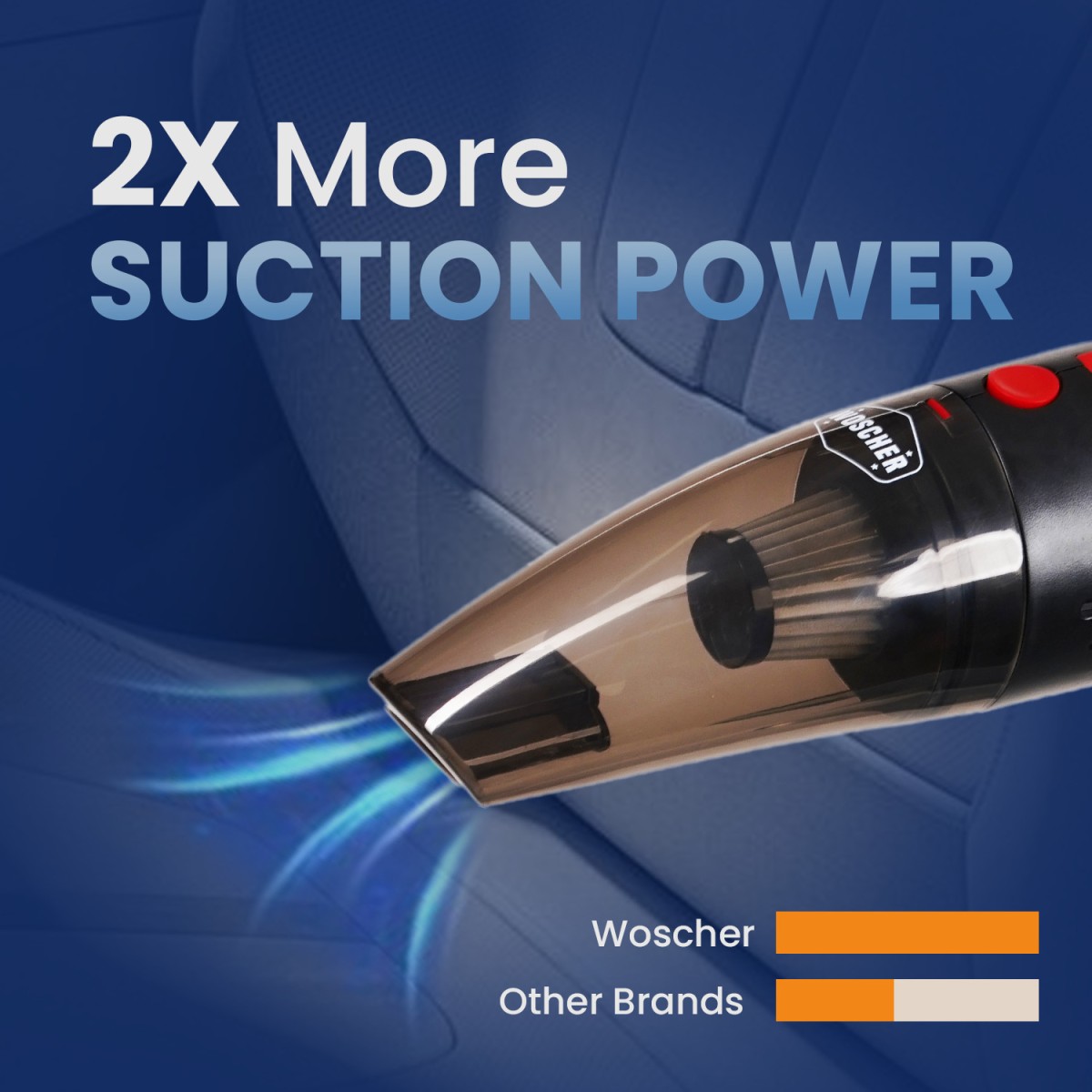 Woscher 1618, 120 W,6000 PA Stainless Steel HEPA Filter Car Vacuum Cleaner