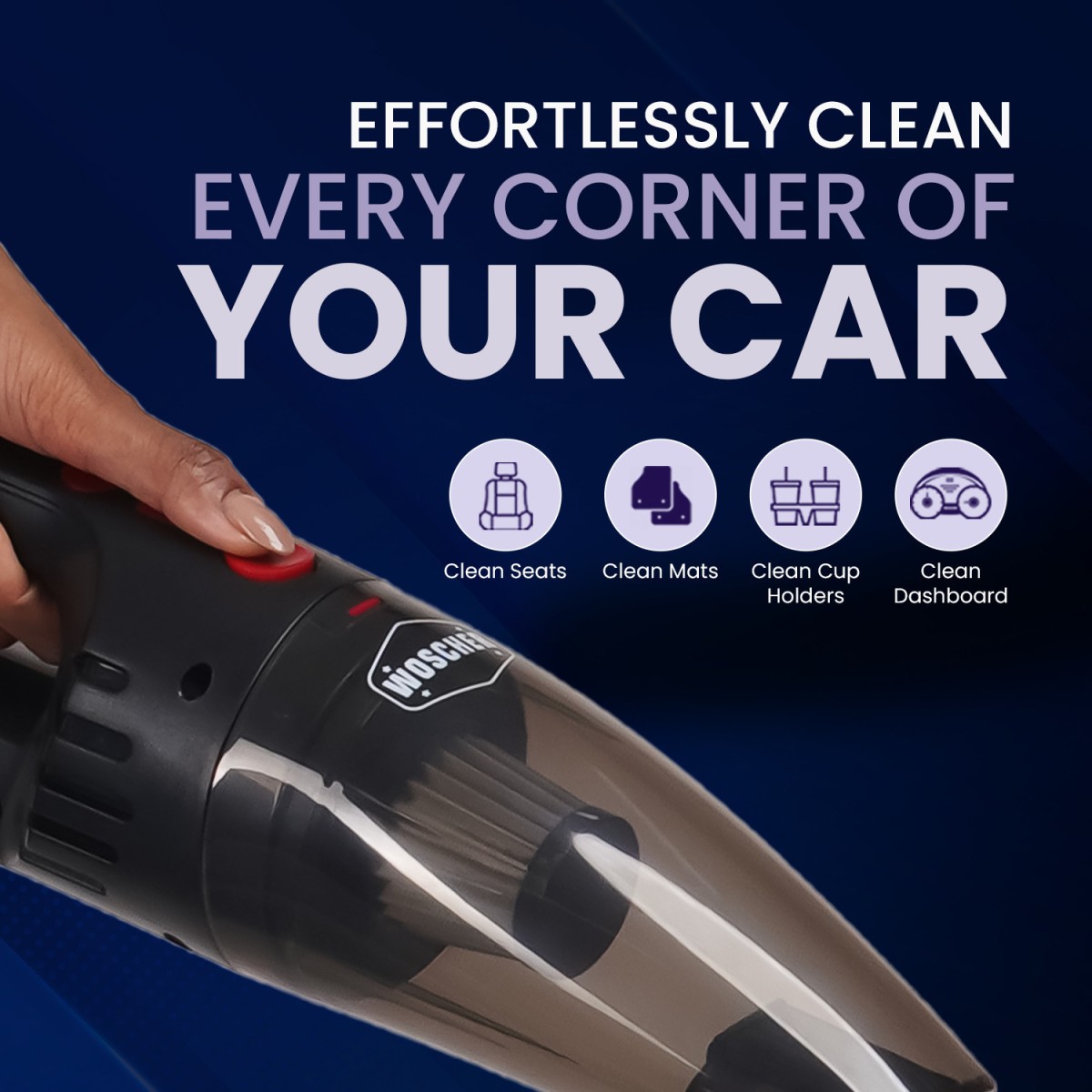 Woscher 1618, 120 W,6000 PA Stainless Steel HEPA Filter Car Vacuum Cleaner