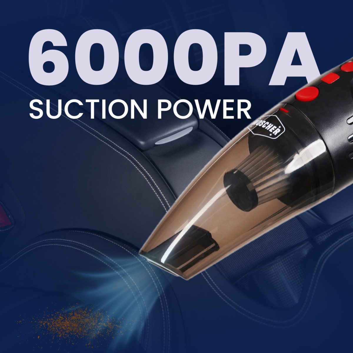 Woscher 1618, 120 W,6000 PA Stainless Steel HEPA Filter Car Vacuum Cleaner