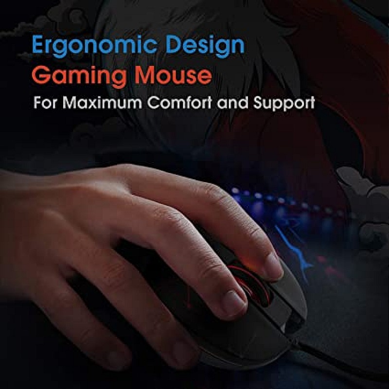 Evo Fox (by Amkette) Phantom Wired Gaming Mouse with 4 Colour Cycle Switching,