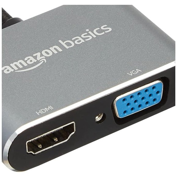Amazon Basics 2-in-1 Type C USB Hub with Hdmi & Vga Outputs (Grey) Port