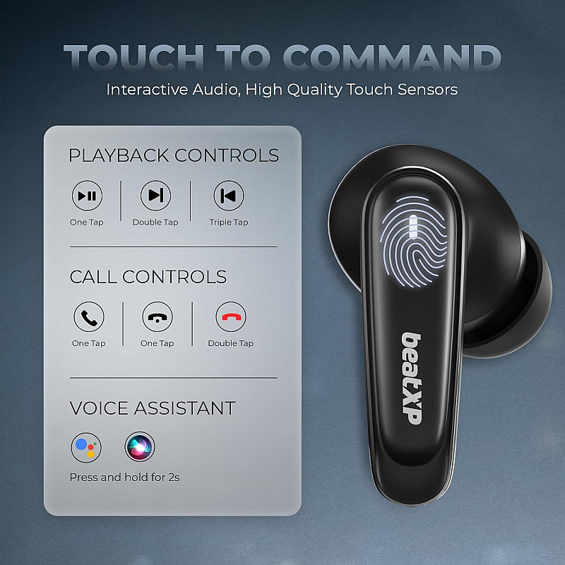 beatXP Wave XPods Bluetooth True Wireless ear buds with 50H Playtime (Black)