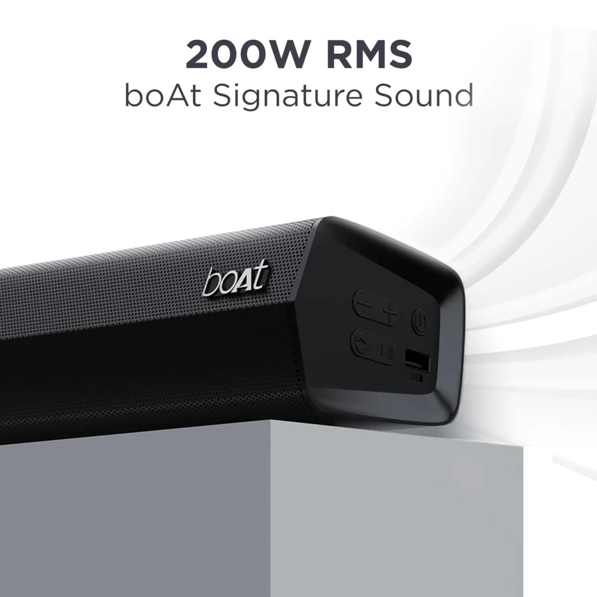 boAt Aavante Bar Thump with Wired Subwoofer, RMS 200 W Bluetooth Soundbar (Carbon Black, 2.1 Channel)