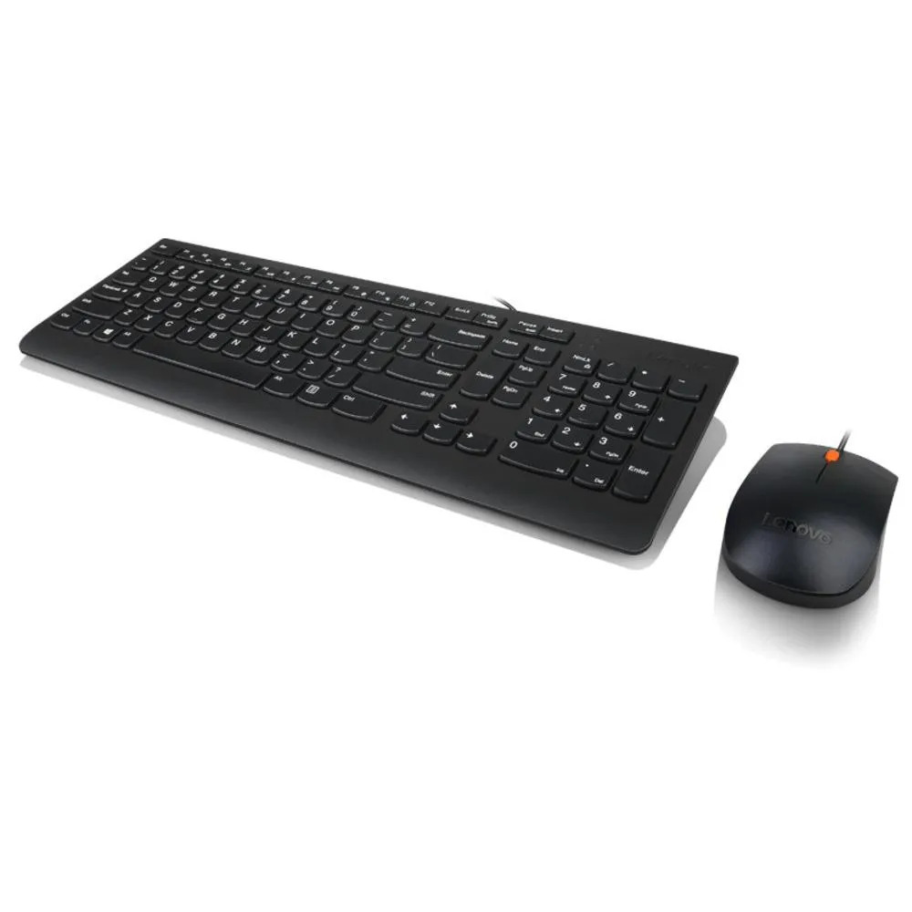 Lenovo 300 Wired Keyboard and Mouse Combo, 1600 DPI Ambidextrous Mouse, 2.5 Zone Island Keys Design Keyboard (GX30M39649)