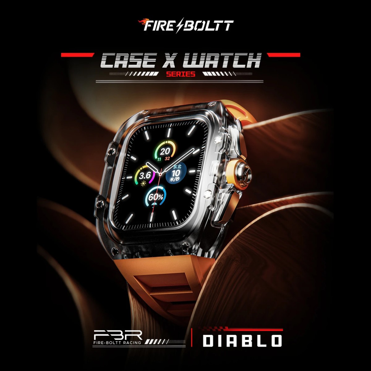 Fire-Boltt Diablo 49.5mm (1.95) Display, Bluetooth Calling, Wireless Charging Smartwatch (Orange Strap, Free Size)