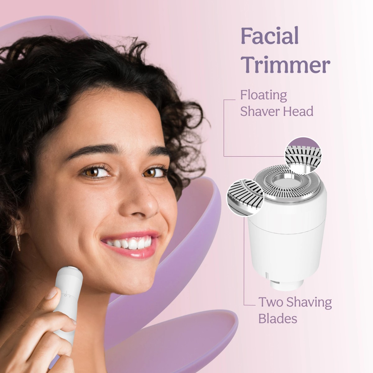 caresmith FCS0095 Bloom Face & Body Hair Fully Waterproof Trimmer 480 min Runtime 0 Length Settings (Purple)