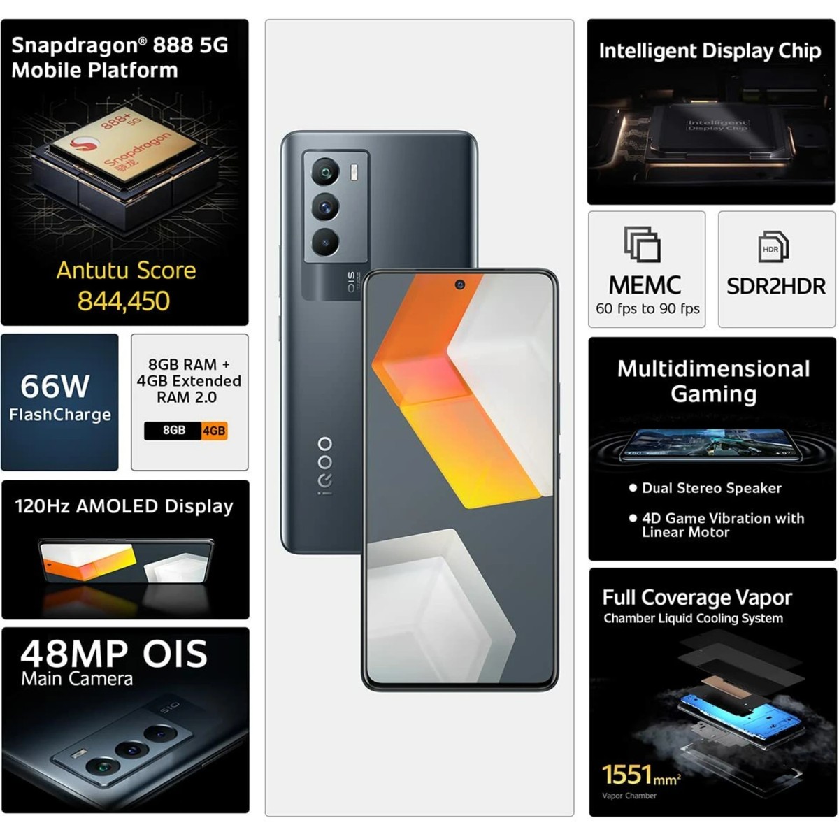 (Refurbished) IQOO 9 SE 5G (Space Fusion, 128 GB) (8 GB RAM)