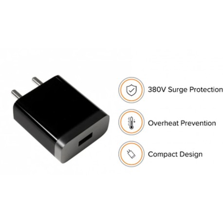 Mi 18 W Quick Charge 2 A Wall Charger for Mobile with Detachable Cable (Black, Cable Included) Wall Charger_01_18 w