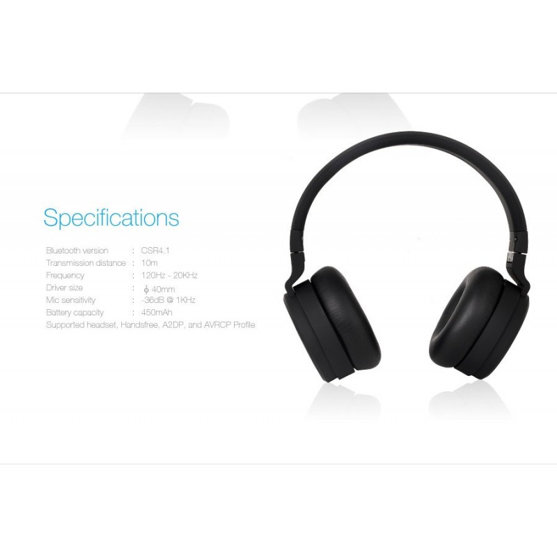 F&D HW111 Wireless Bluetooth On Ear Headphone with Mic Black