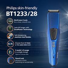 PHILIPS BT1233/28 Trimmer 30 min Runtime 3 Length Settings (Blue)