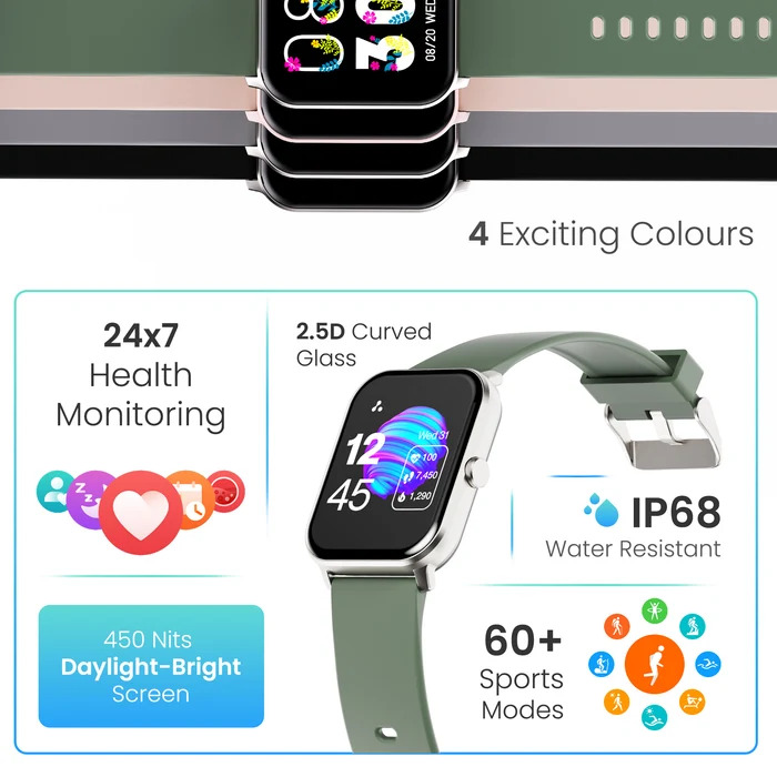 Ambrane Wise-Eon 1.69Lucid Display bluetooth calling function and 7 days battery life Smartwatch (Black Strap, Regular)