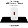 Honor 100 W Quick Charge 5 A Wall Charger for Mobile with Detachable Cable (White)