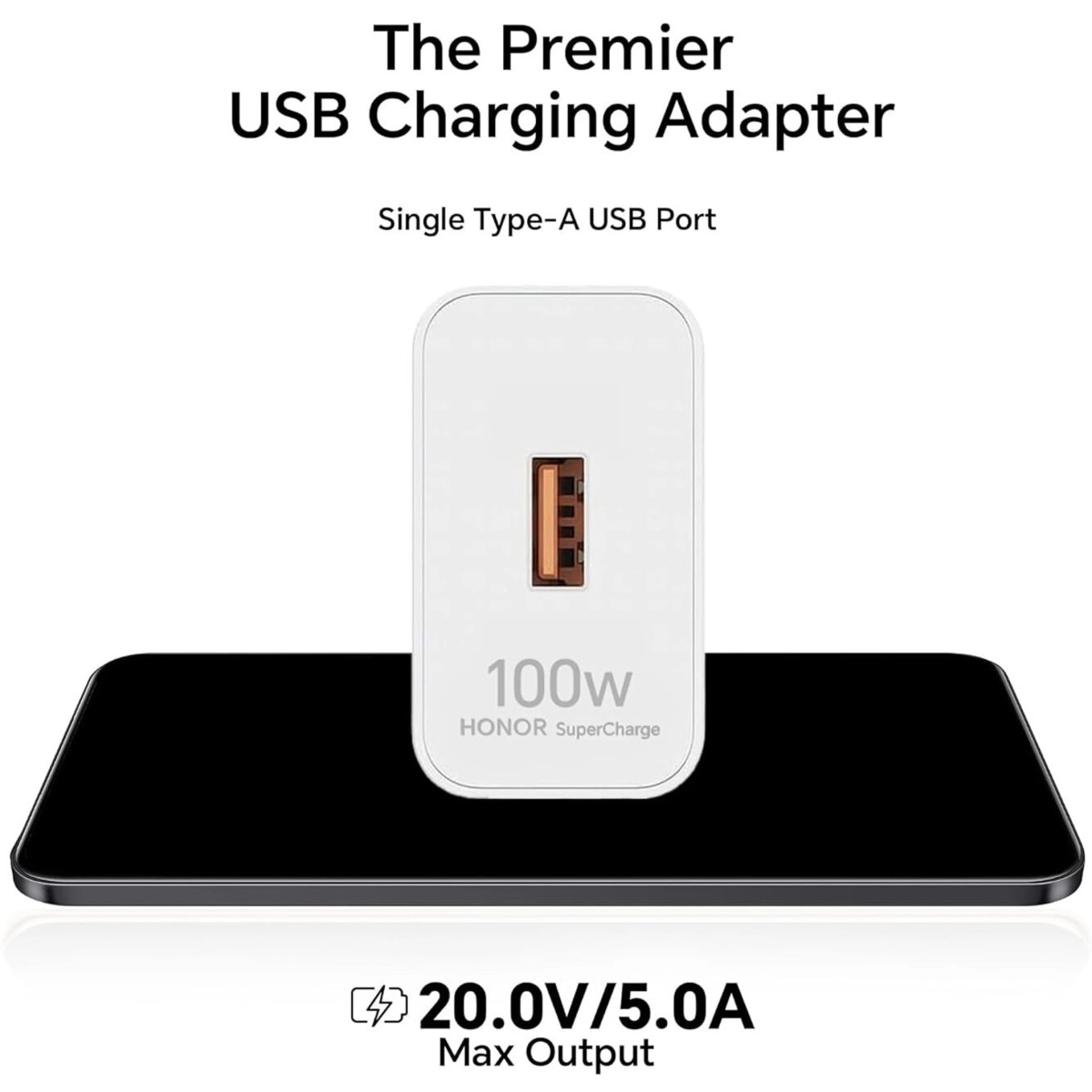 Honor 100 W Quick Charge 5 A Wall Charger for Mobile with Detachable Cable (White)