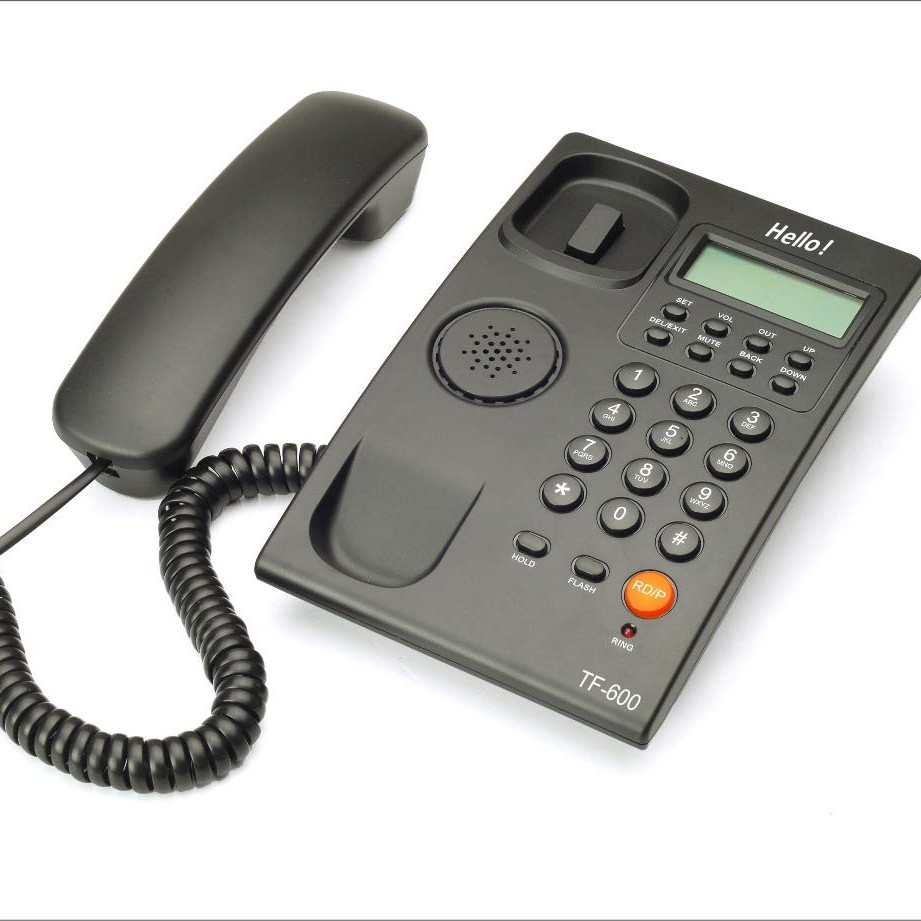 Hello Tf-600 Cli Caller Id Corded Landline Phone for Intercom and Epabx Desk & Wall Mountable (Black)