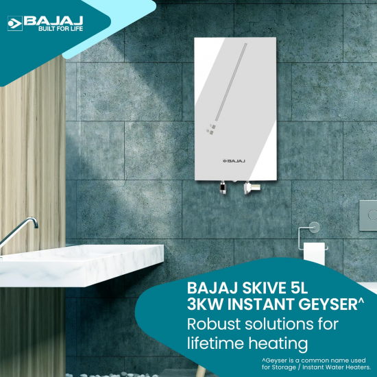 BAJAJ 5 L Instant Water Geyser Bajaj Skive 5L 3KW Instant Water Heater, White