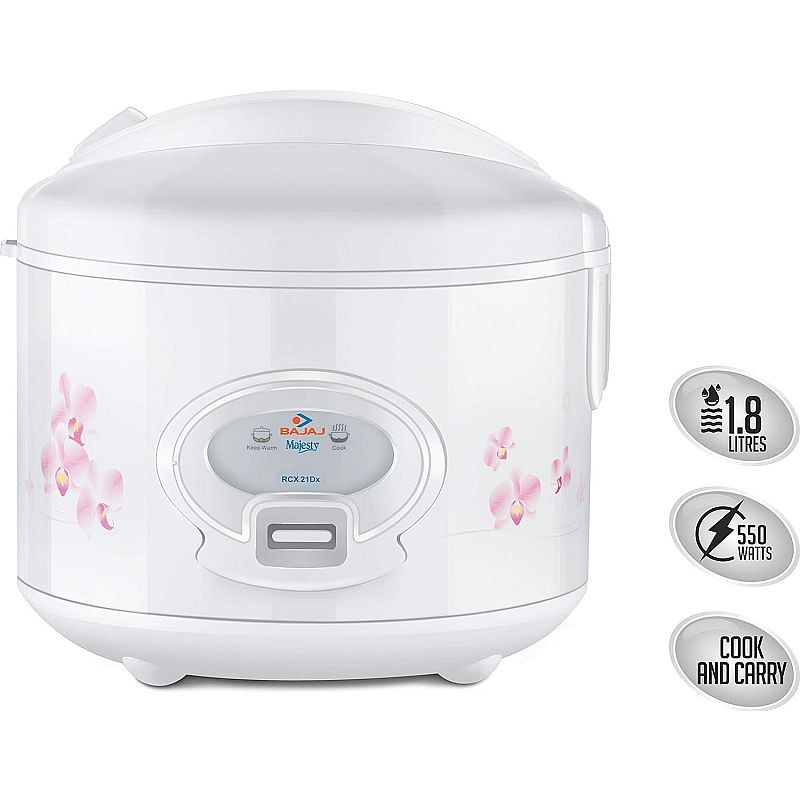 BAJAJ Majesty New RCX21 delux. Electric Rice Cooker with Steaming Feature  (1.8 L, White)