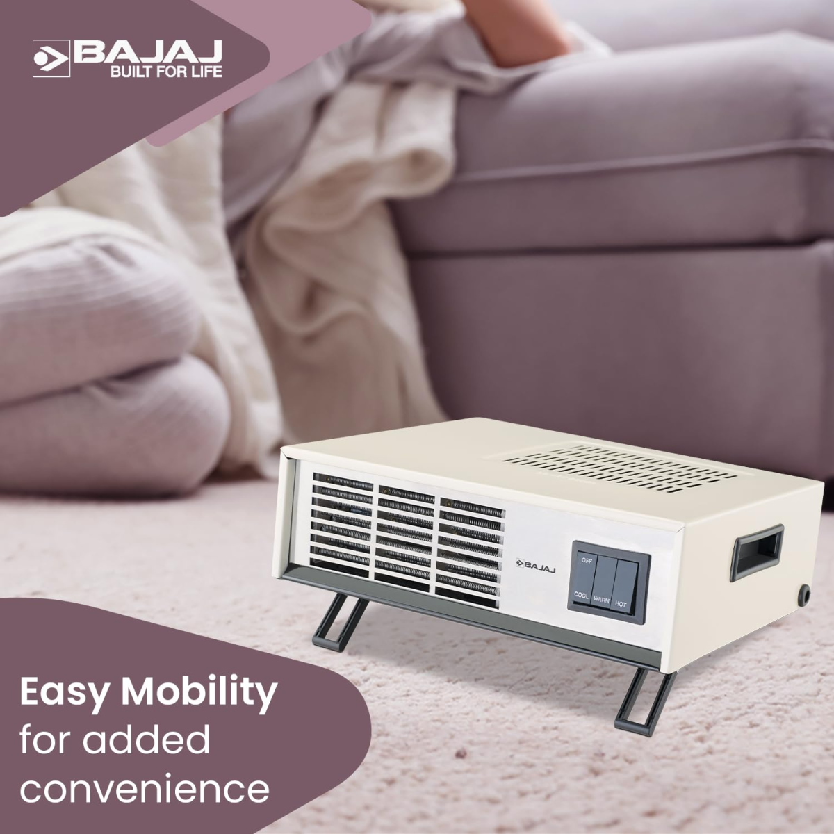 Bajaj Blow Hot Portable Room Heater For Bedroom 2 Heat Settings-1000W/2000W White Color Bajaj Blow Hot Portable Room Heater For Bedroom 2 Heat Settings-1000W/2000W White Color