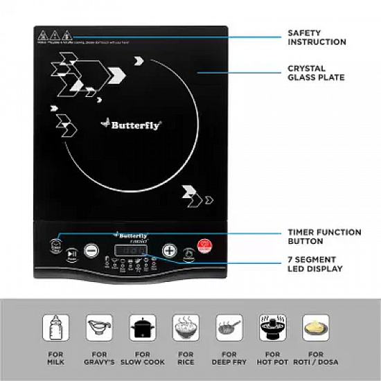 Butterfly Rapid Plus Induction Cooktop  (Black, Push Button)