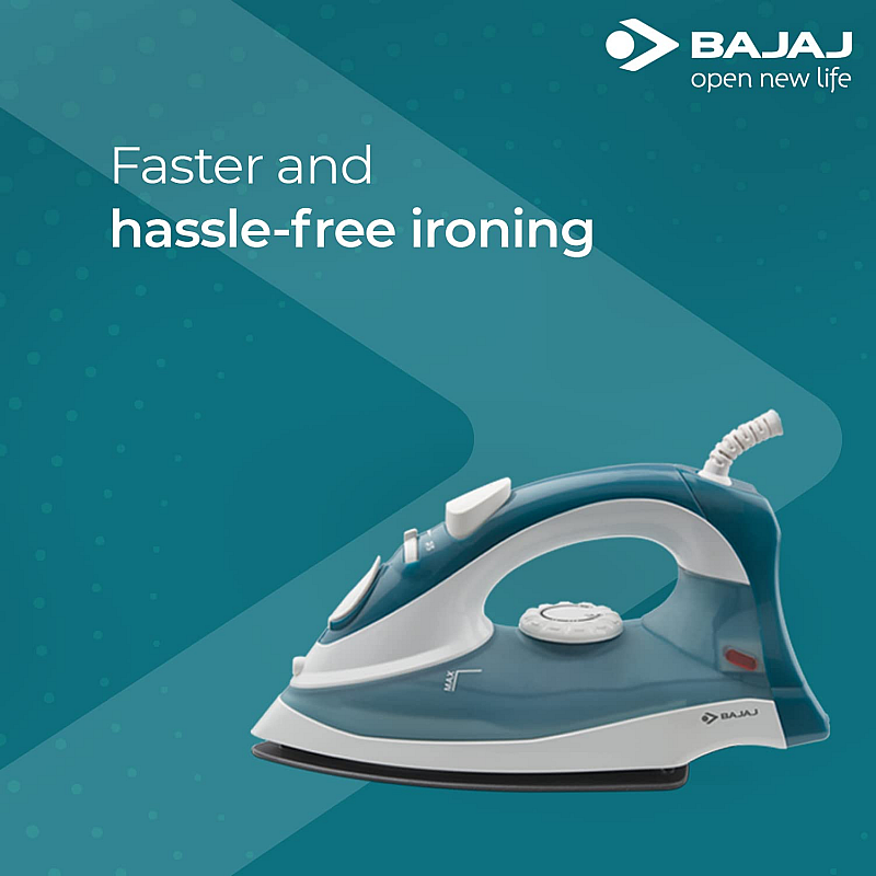 Bajaj Plastic Mx 3 Neo Steam Iron 1250 Watts Power For Faster Ironing Blue